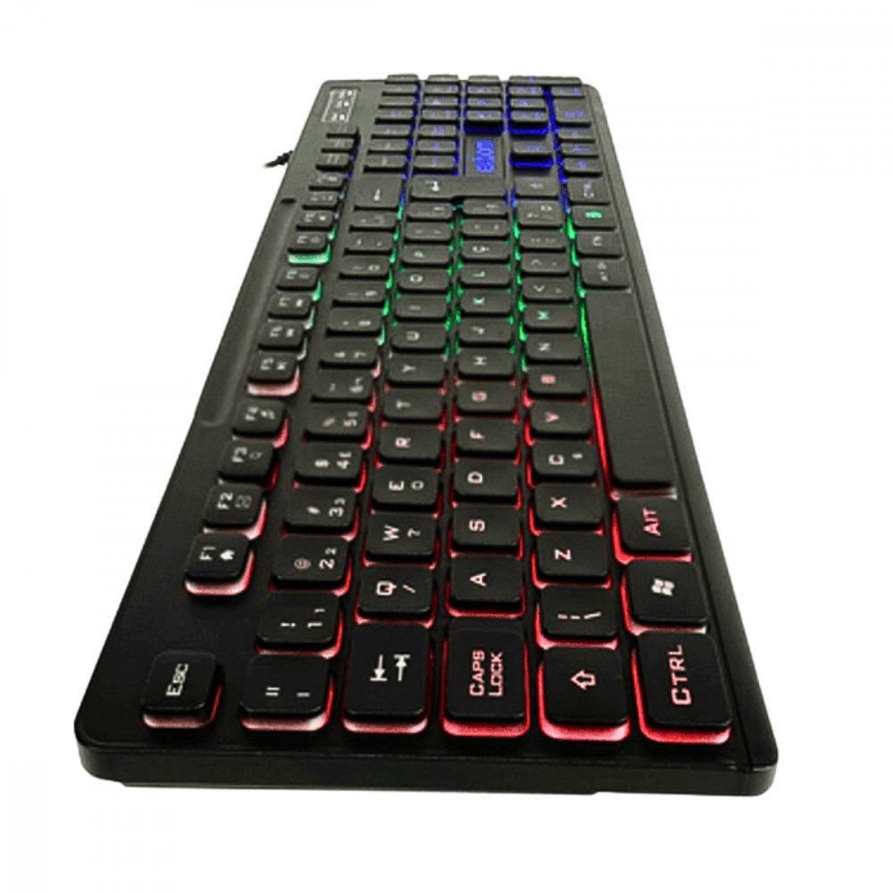 Teclado Gamer Multimídia LED RGB Semi Mecânico Plug & Play Computador Notebook ABNT2 Exbom BK-155C