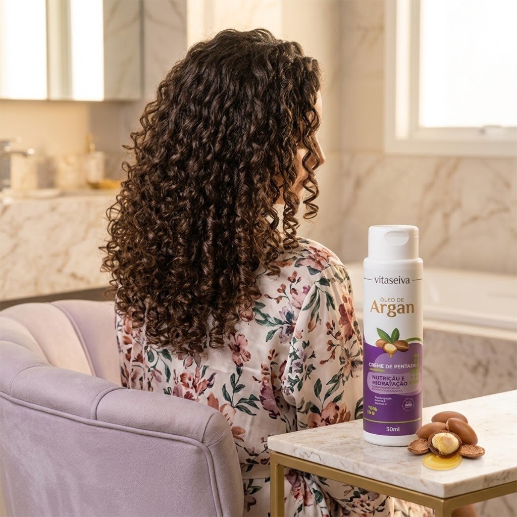 Creme de Pentear Vita Seiva Óleo de Argan Ômega 9 Vitamina E 300ml Hidratação Proteção Térmica