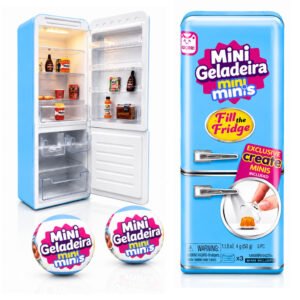 Mini Geladeira Colecionável Mini Minis com Luz LED + 2 Cápsulas Surpresa INMETRO TZ-8888