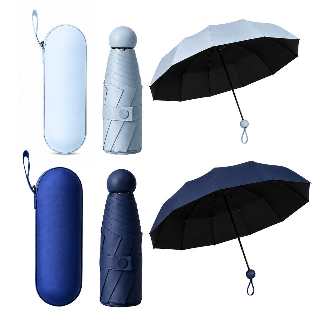 Guarda-Chuva Compacto Dobrável com Case 58cm Proteção UV Altomex AJ-341