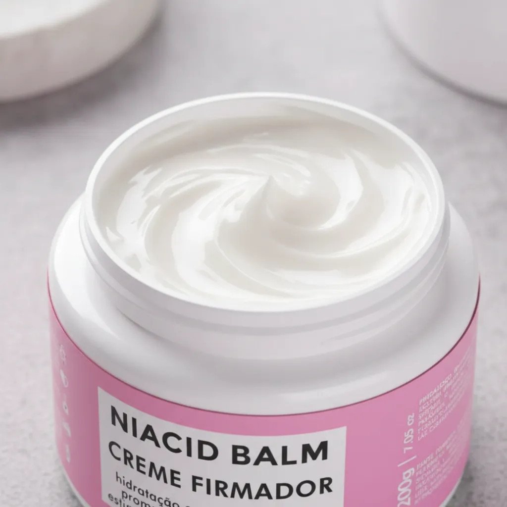 Kit Hidratante Corporal Pele Seca Niacid Balm Niacinamida Creme Firmador Colágeno 450ml + 200g