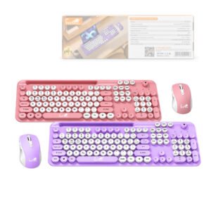 Kit Teclado e Mouse Sem Fio Bluetooth Rosa Eletromex EL-2119