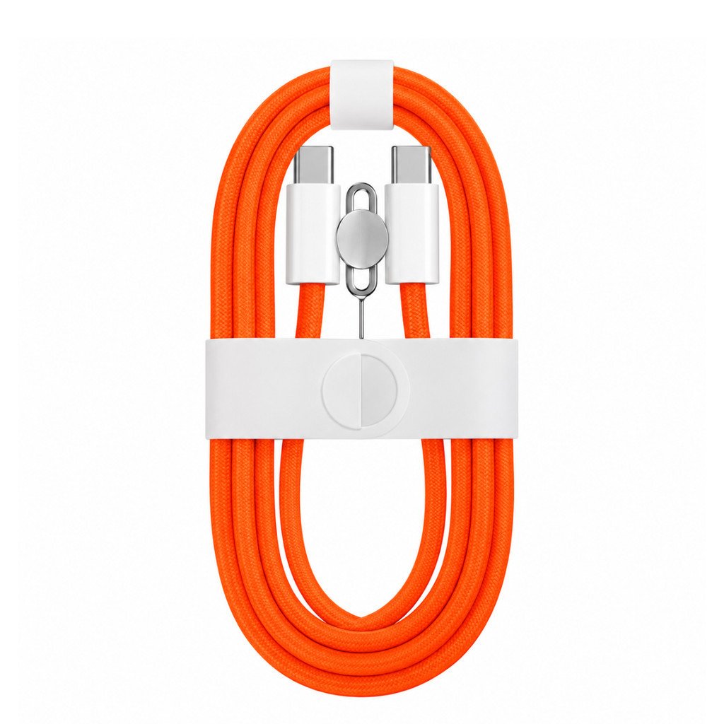 Cabo Carregador USB-C60W Turbo com Agulha Ejetora de Chip Laranja