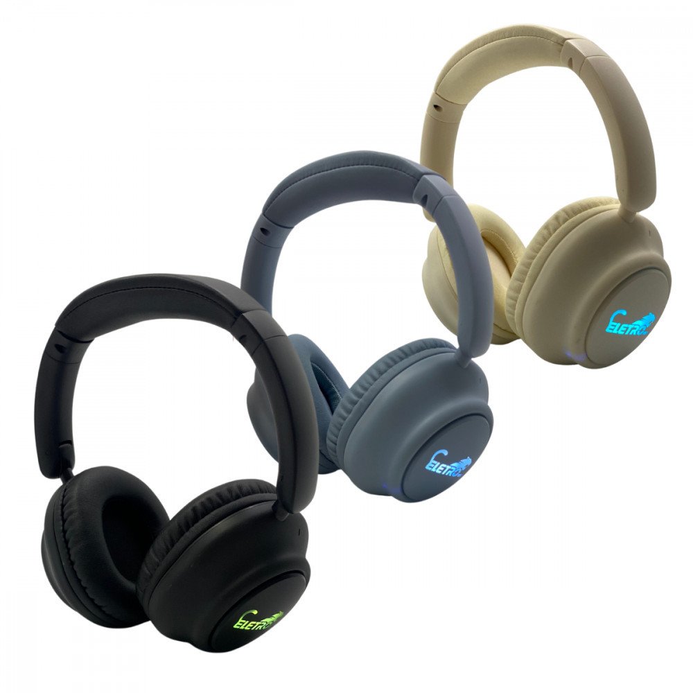 Fone de Ouvido Bluetooth Sem Fio Headphone Dobrável Com LED Luzes Bass Som HD Eletromex EL-1501