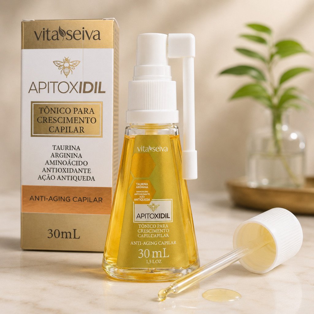Tônico Capilar Crescimento Vita Seiva Apitoxidil Taurina Arginina 30ml Fortalecimento Antiqueda