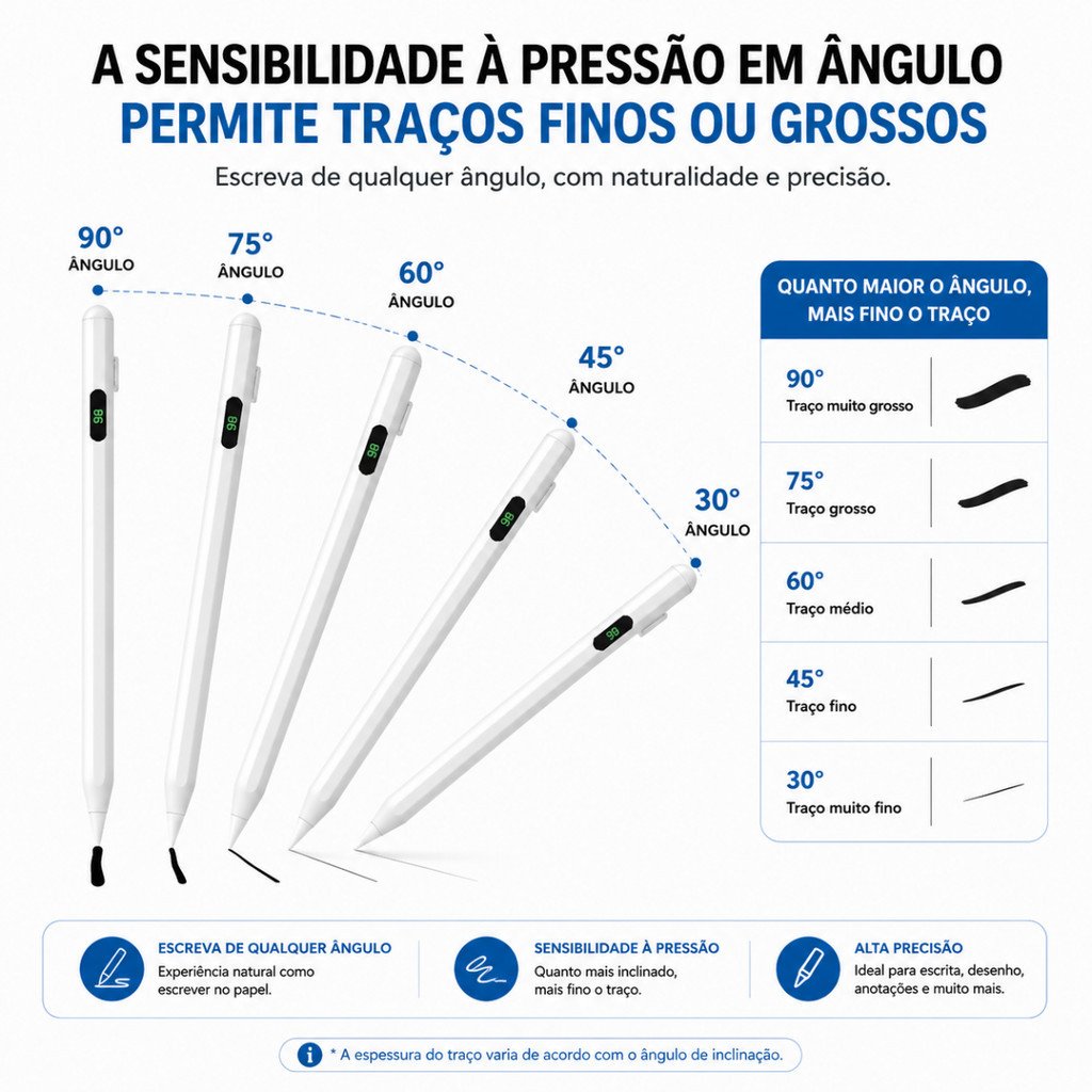 Caneta Universa Stylus Pencil Com Tela Digital e 03 Pontas Kapbom KA-0211