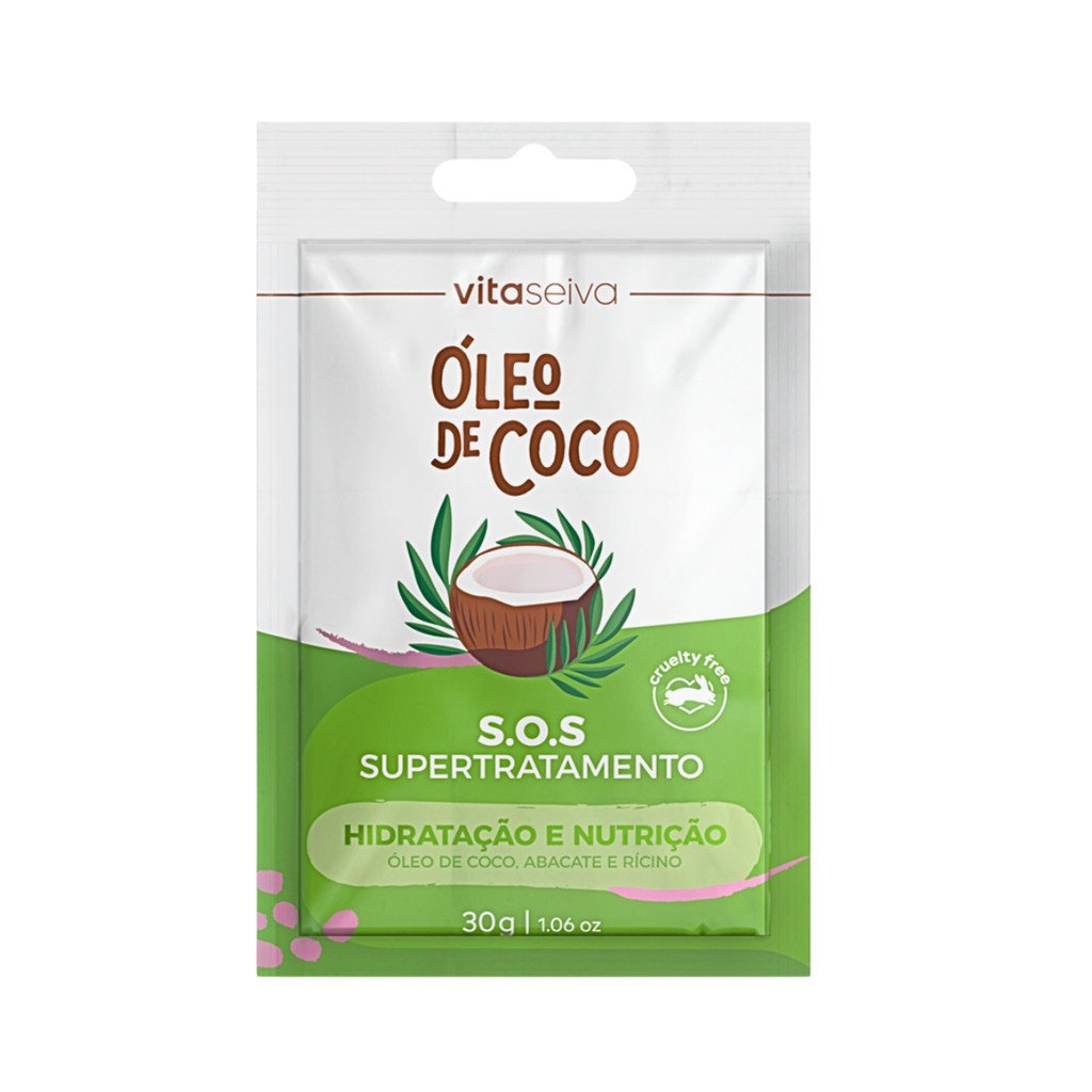 Máscara Capilar Hidratante Vita Seiva S.O.S Óleo de Coco 30g Nutrição Intensiva para Cabelos Secos
