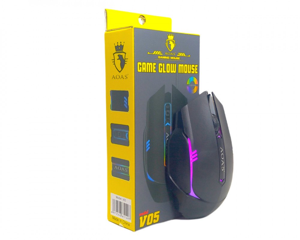Mouse Gamer LED RGB USB Com Fio Para Jogos PC Notebook Óptico Oasis OAS-V05 Ergonomico