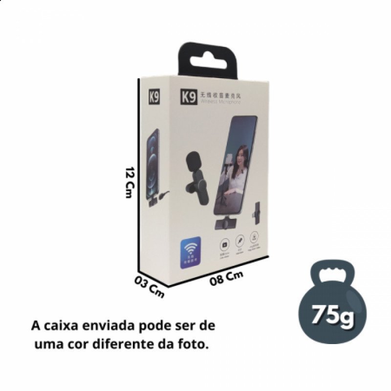 Microfone Condensador Duplo de Lapela Wireless TIPO C sem Fio 2.4GHZ Altomex K9-TC-2IN1