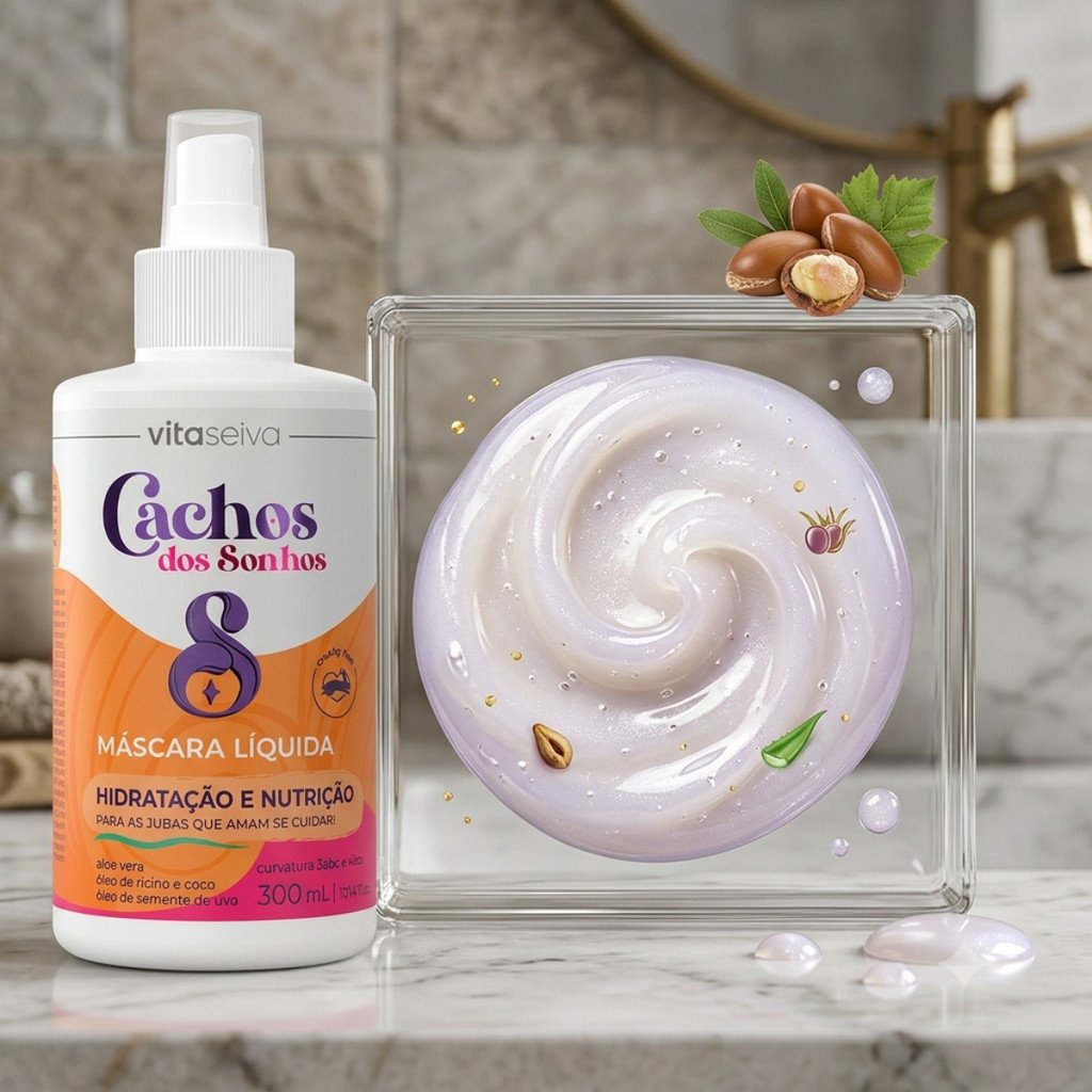 Máscara Líquida Capilar Vita Seiva Cachos dos Sonhos 300ml Tratamento Intensivo Antifrizz e Definição