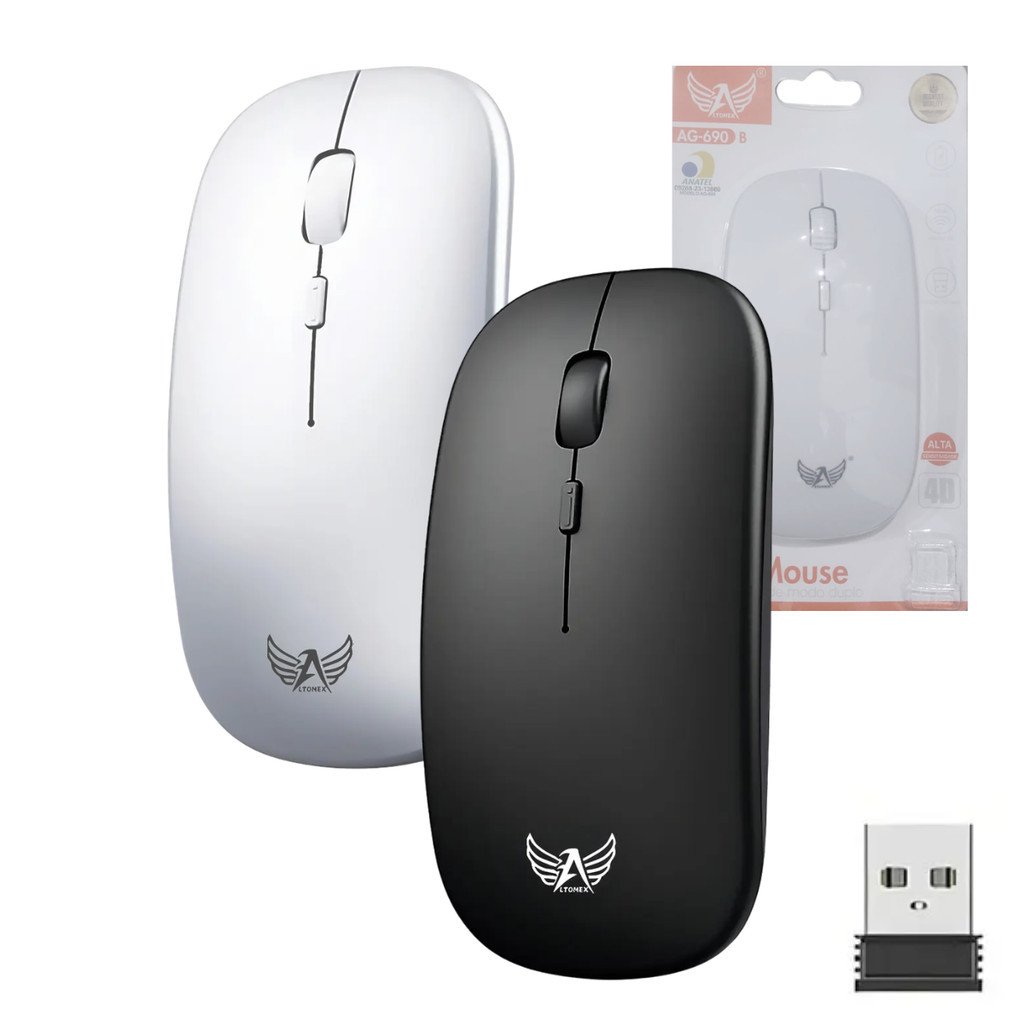 Mouse Sem Fio Altomex AG-690 2.4GHz 1600 DPI USB Ergonômico 4 Botões Notebook PC