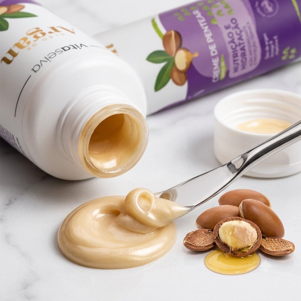 Creme de Pentear Vita Seiva Óleo de Argan Ômega 9 Vitamina E 300ml Hidratação Proteção Térmica
