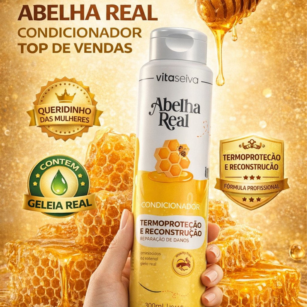 Condicionador Vita Seiva Abelha Real Geleia Real 300ml Termoproteção Reconstrução e Reparação Capilar