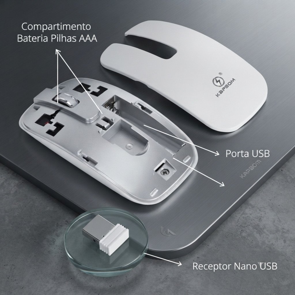 Teclado e Mouse com Receptor Sem Fio ABNT2 Kapbom KA-666