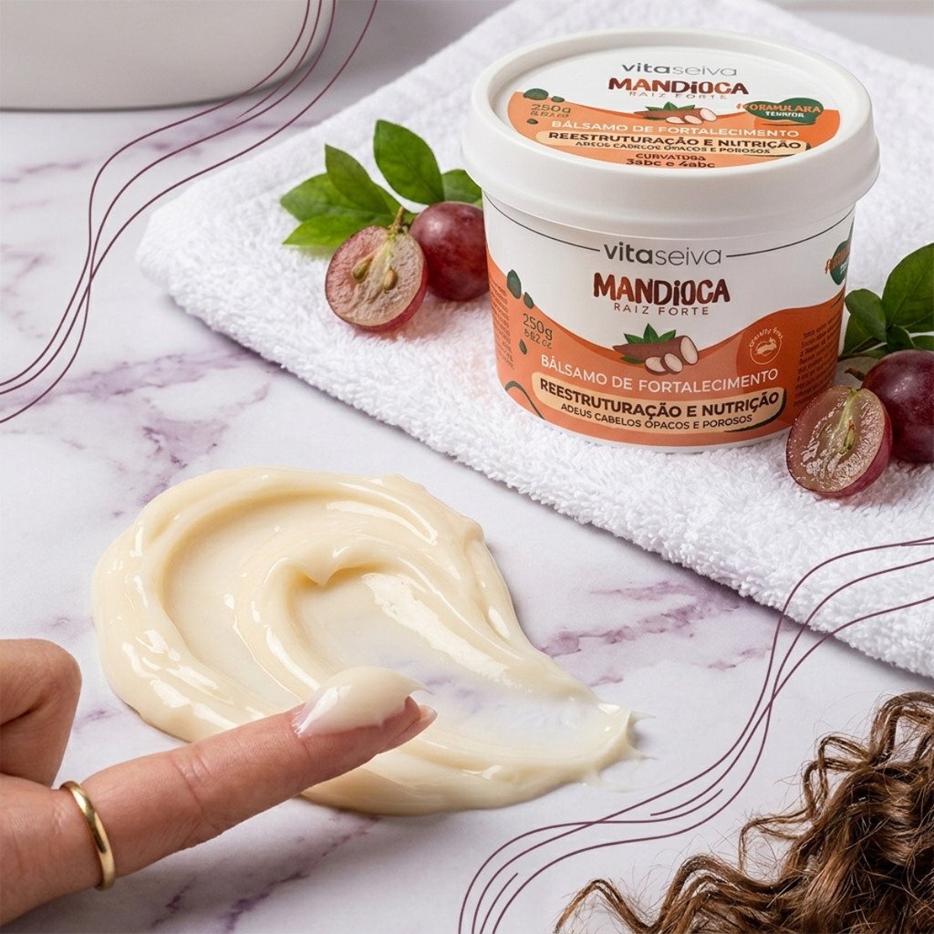 Bálsamo Capilar Vita Seiva Mandioca Raiz Forte 250g Reestruturação Nutrição e Fortalecimento