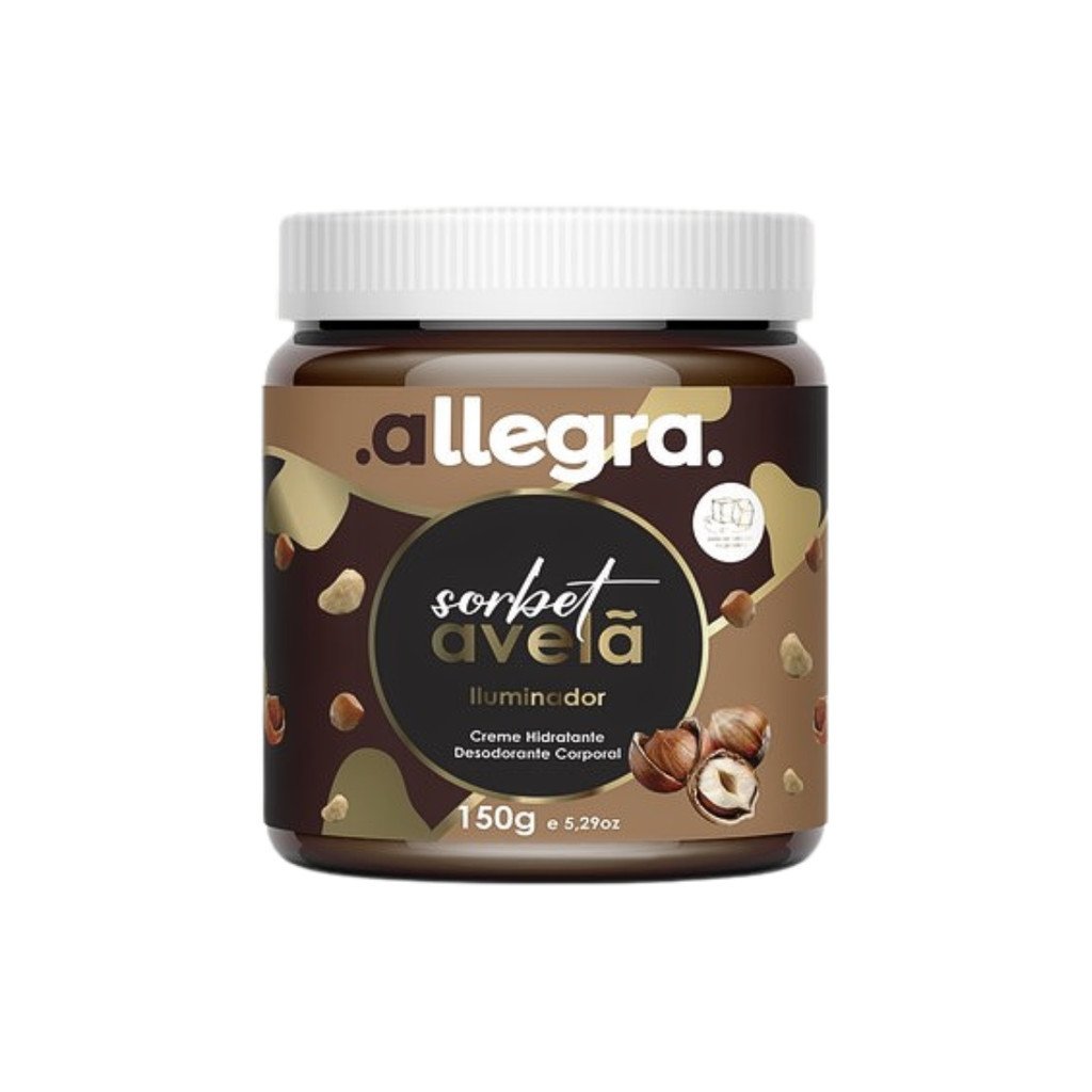 Creme Hidratante Corporal Allegra Sorbet Avelã Iluminador 150g Hidratação e Brilho para a Pele