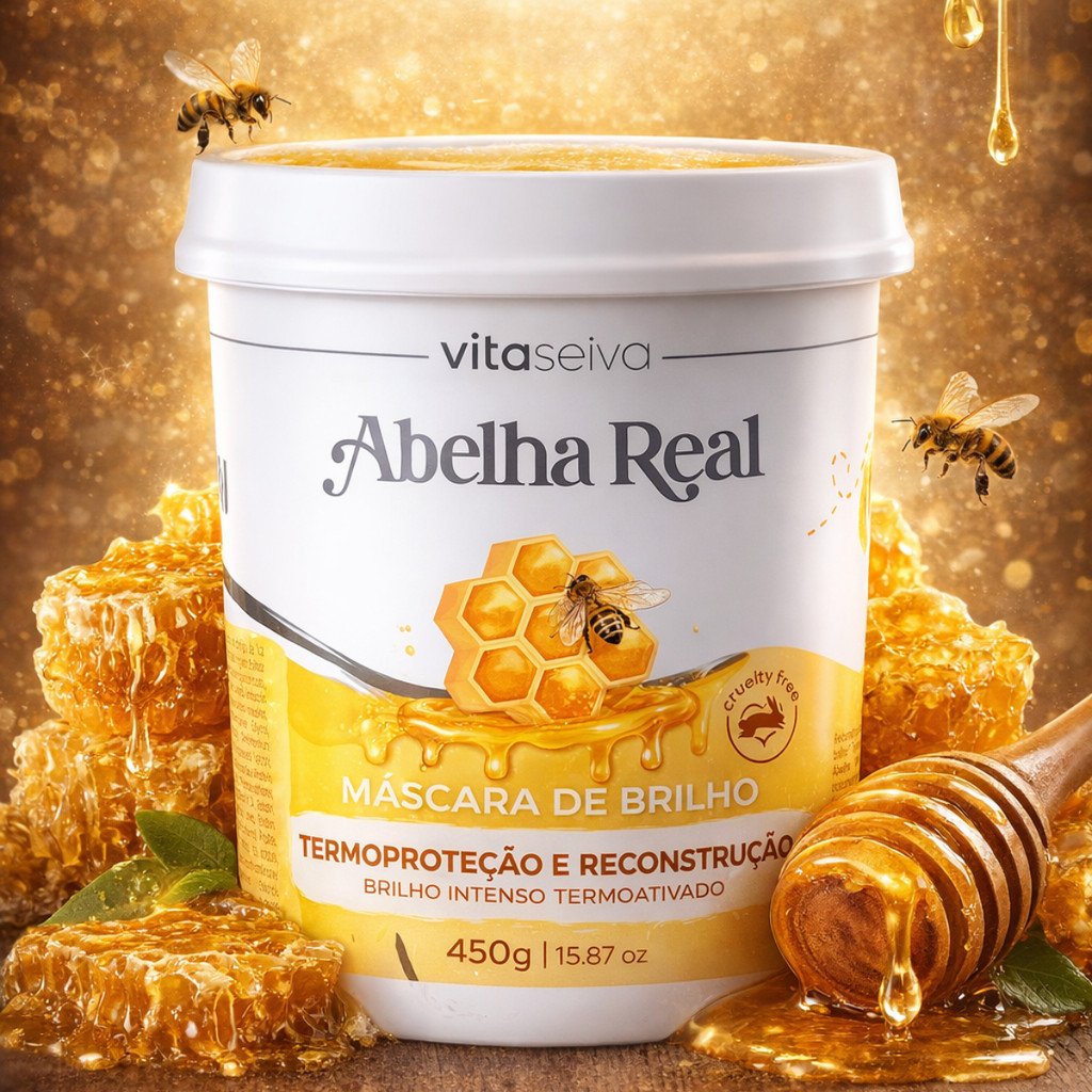 Máscara Capilar Vita Seiva Abelha Real Termoproteção 450g Reconstrução Brilho Intenso