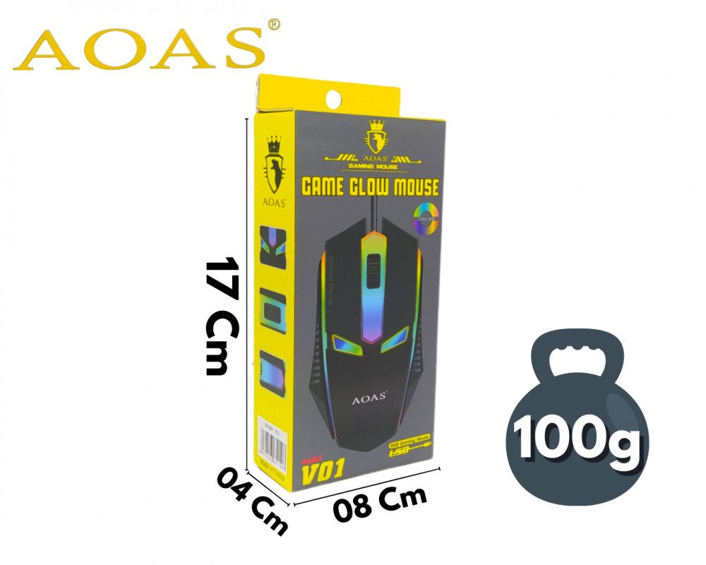Mouse Gamer Glow RGB USB LED OAS-V01
