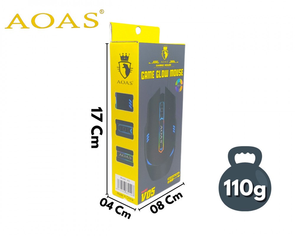 Mouse Gamer LED RGB USB Com Fio Para Jogos PC Notebook Óptico Oasis OAS-V05 Ergonomico