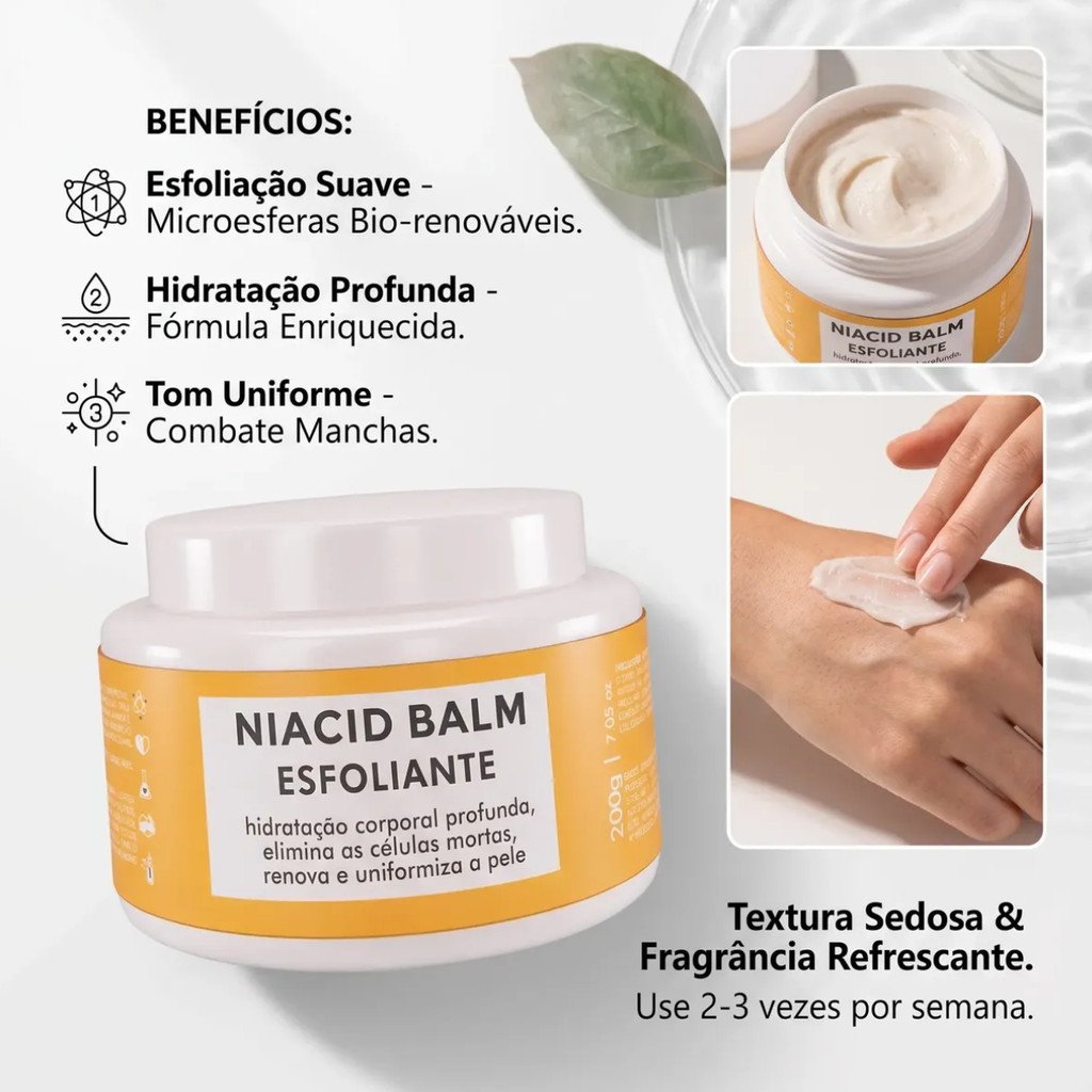 Creme Esfoliante Corporal Niacid Balm 200g Renovação e Hidratação Cod.89191