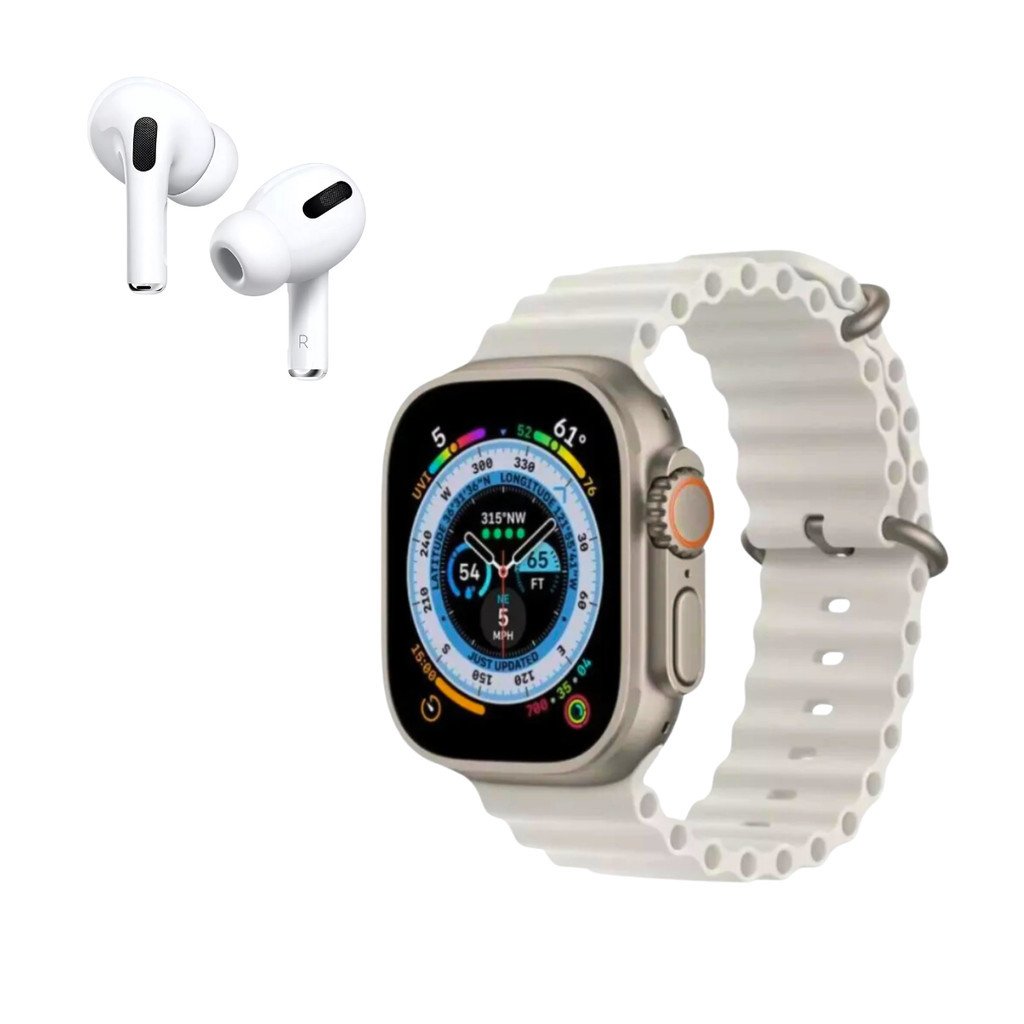 KIT Smartwatch 49mm + Fone Ouvido + Fonte TIPO-C + Cabo Lightning INOVA WFFCC-12756 (Ondulada)