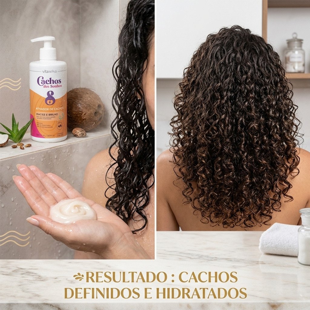 Ativador de Cachos Vita Seiva Cachos dos Sonhos Aloe Vera 500ml Definição Maciez Antifrizz