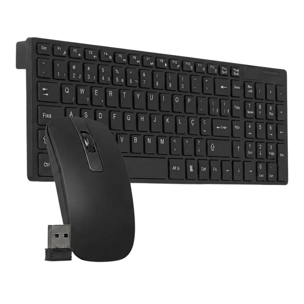 Teclado e Mouse com Receptor Sem Fio ABNT2 Kapbom KA-666