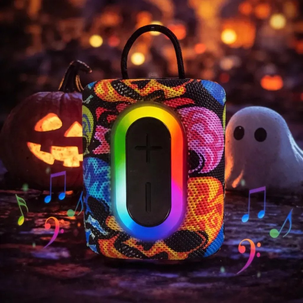 Caixa de Som Bluetooth LED Estampa Caveira TWS 10W Kapbom KA-8323