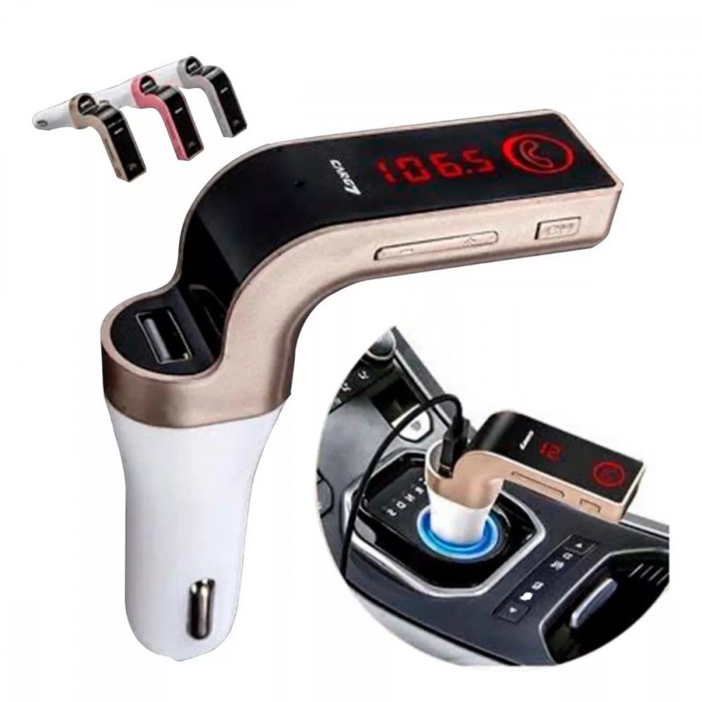 Carregador Veicular Bluetooth Altomex CARG7 MP3 Transmissor FM Tela Digital USB Pen Drive P2