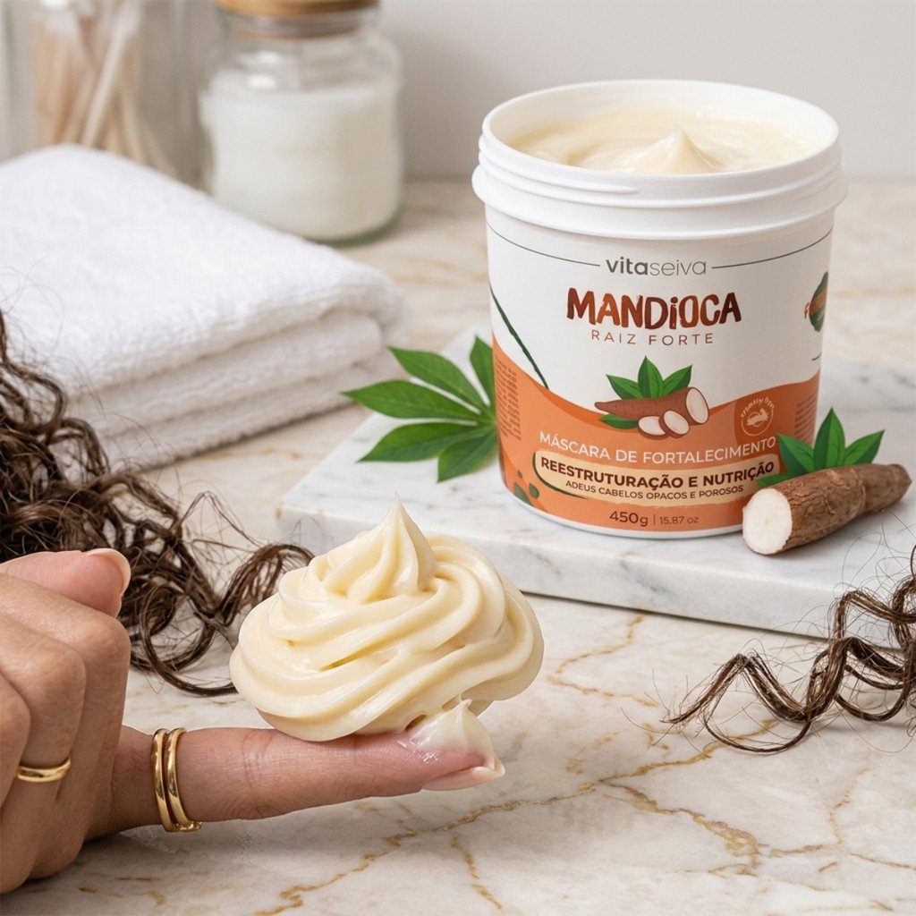 Máscara Capilar de Mandioca Vita Seiva Raiz Forte 450g Fortalecimento e Nutrição