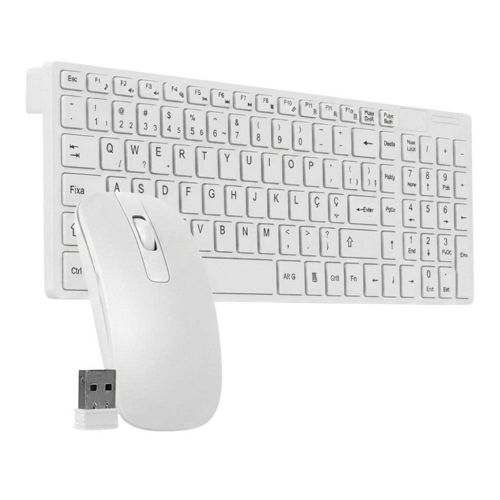 Teclado e Mouse com Receptor Sem Fio ABNT2 Kapbom KA-666