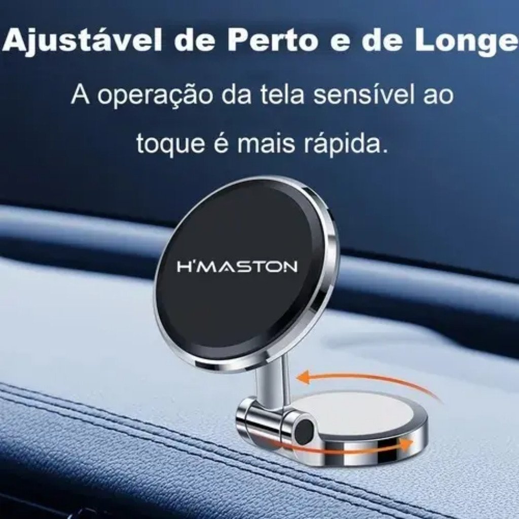 Suporte Magnético Veicular H'Maston CJ-69 Dobrável Duplo Ajustável para Celular