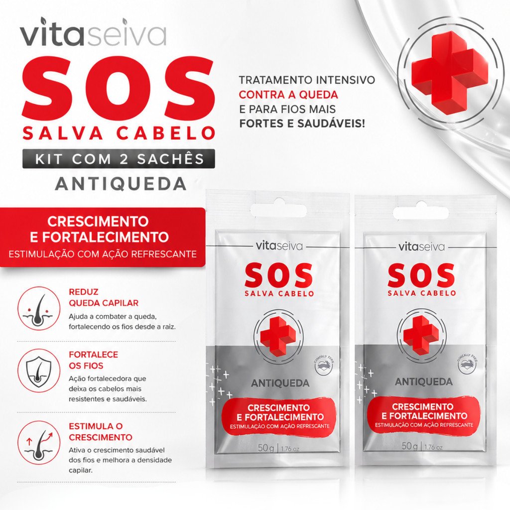 Máscara Capilar Antiqueda Vita Seiva SOS Salva Cabelo 50g Fortalecimento dos Fios Ação Refrescante