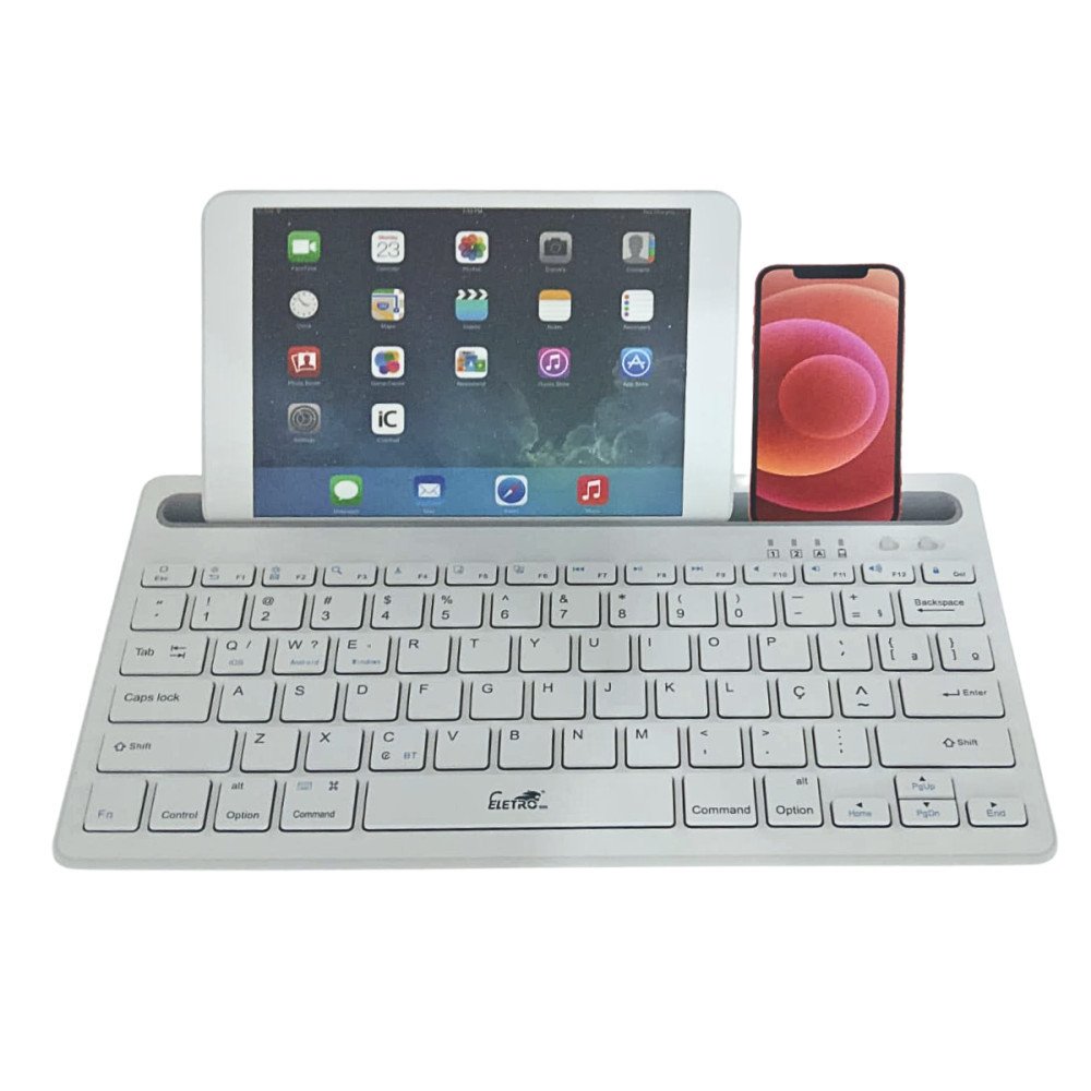 Teclado BT Inteligente Portátil Bluetooth com SUPORTE para Tablet e Celular Eletromex EL-2108