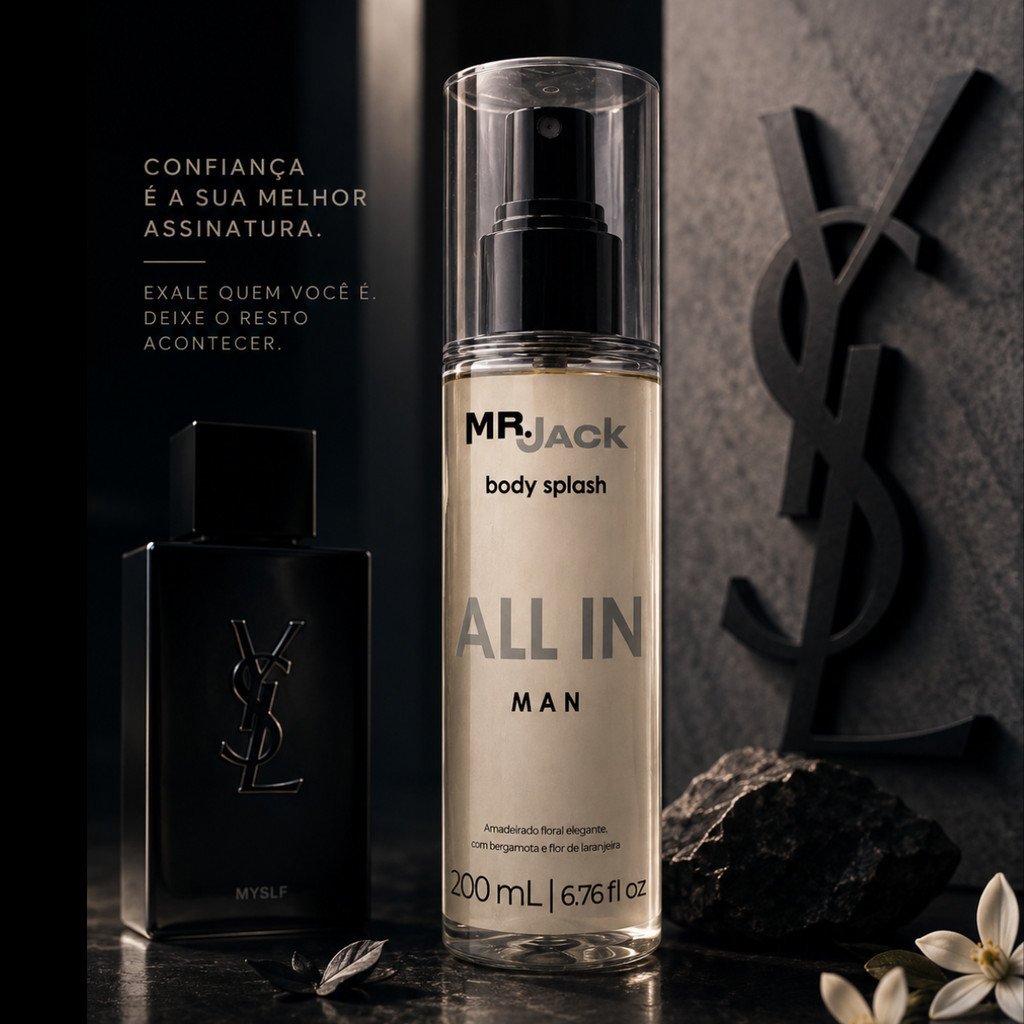 Body Splash Masculino Mr. Jack All In Man Amadeirado Floral 200ml Fragrância Refrescante