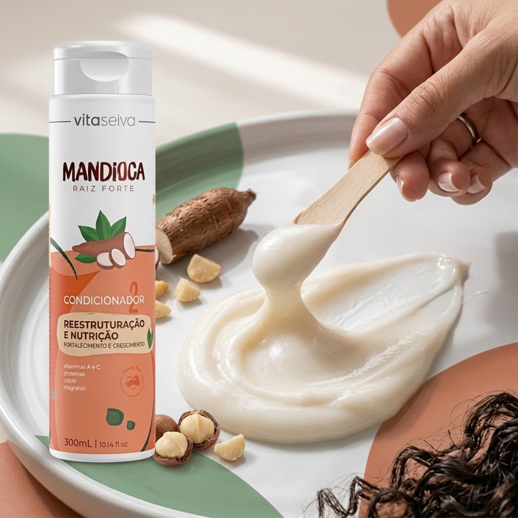 Condicionador Vita Seiva Mandioca Raiz Forte Vitaminas A C 300ml Reestruturação e Fortalecimento