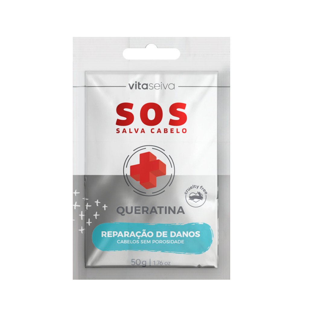 Máscara Capilar Queratina Vita Seiva SOS Salva Cabelo 50g Reparação e Redução da Porosidade