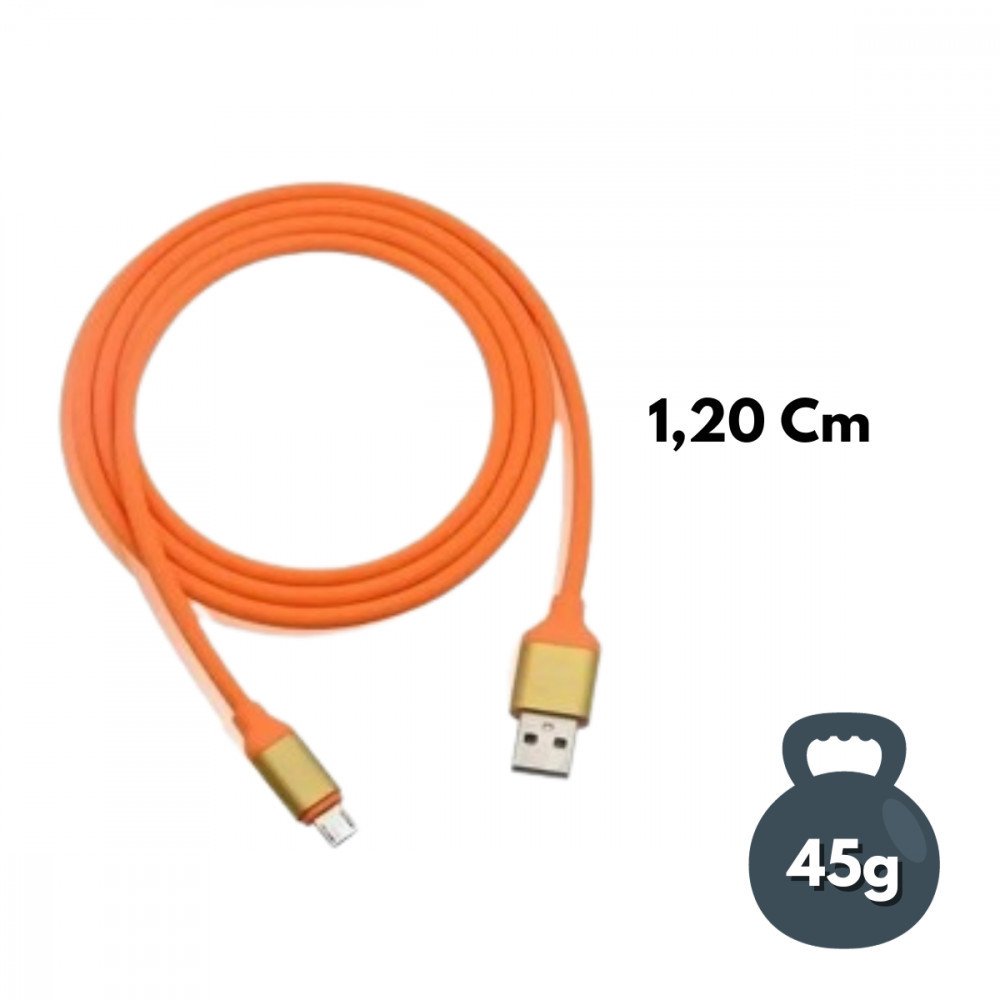 Cabo de Dados USB V8 Emborrachado Colorido 1.2 Metros Kapbom KAP-311-V8