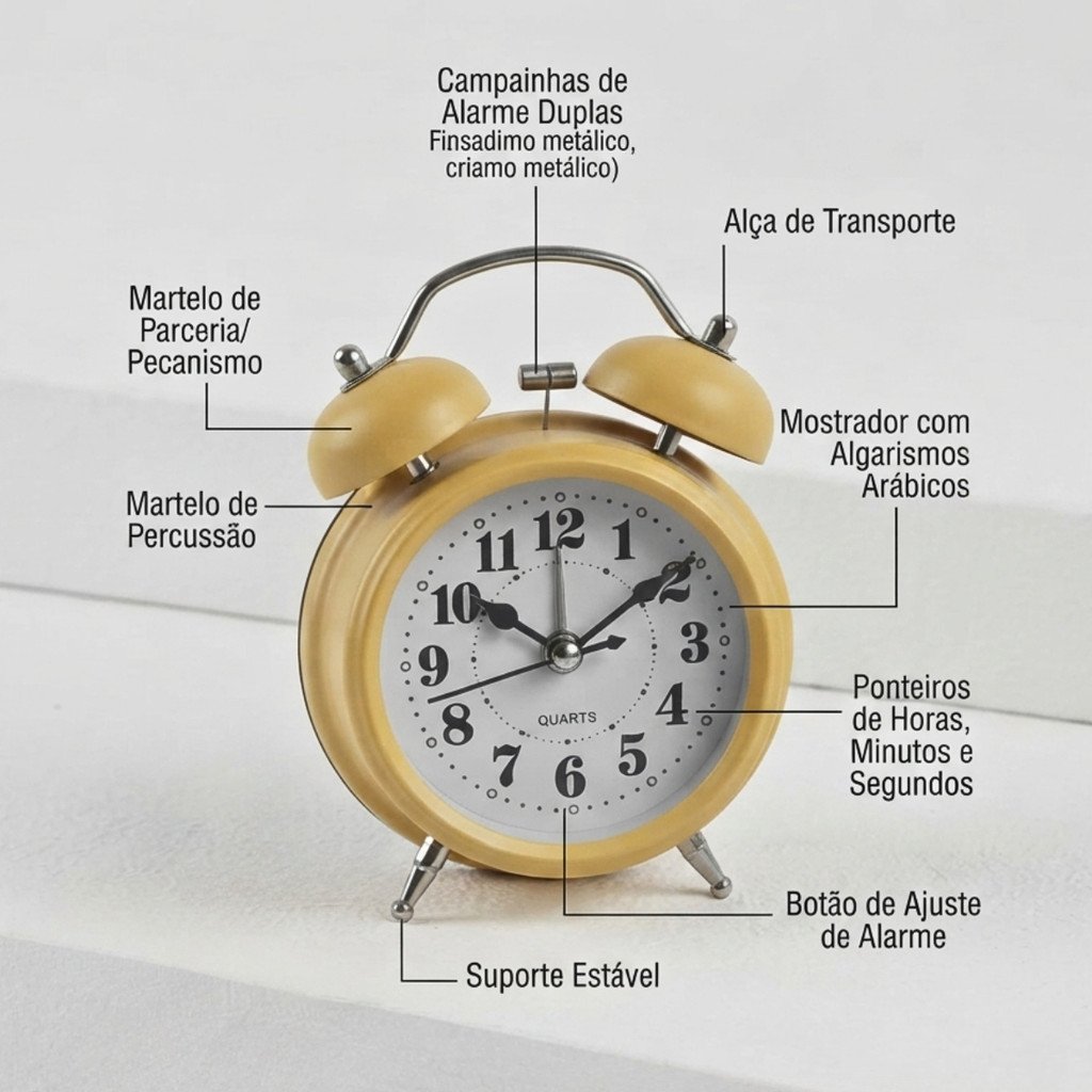Relógio Despertador Analógico Retrô 11 cm Altomex AL-2310