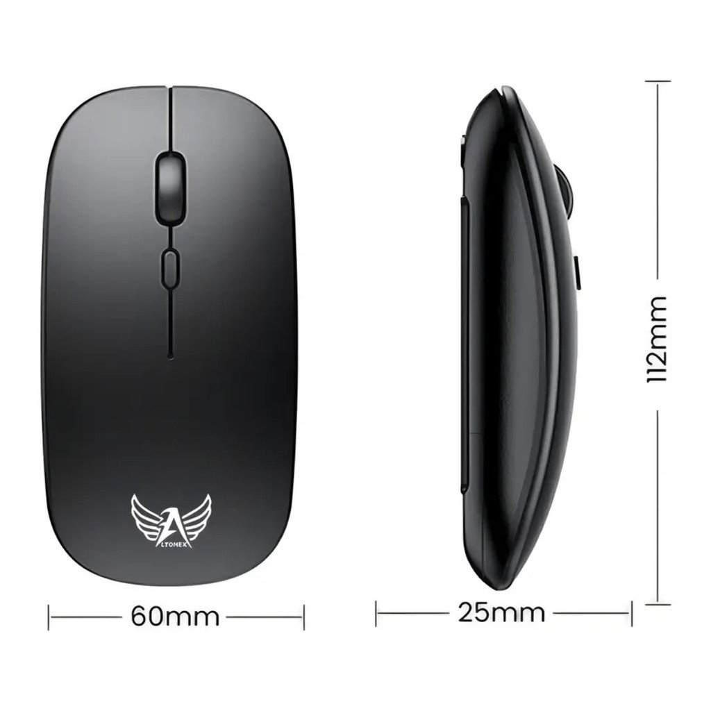 Mouse Sem Fio Altomex AG-690 2.4GHz 1600 DPI USB Ergonômico 4 Botões Notebook PC