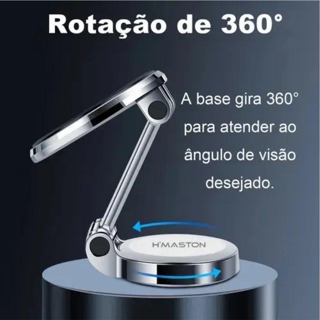 Suporte Magnético Veicular H'Maston CJ-69 Dobrável Duplo Ajustável para Celular