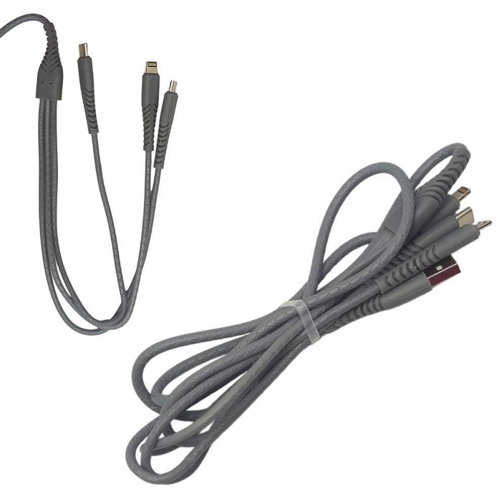 Cabo Carregador 3 in 1 conexão Tipo-C / V8 / Lightning de 1,2m 3.4A Altomex AL-2058