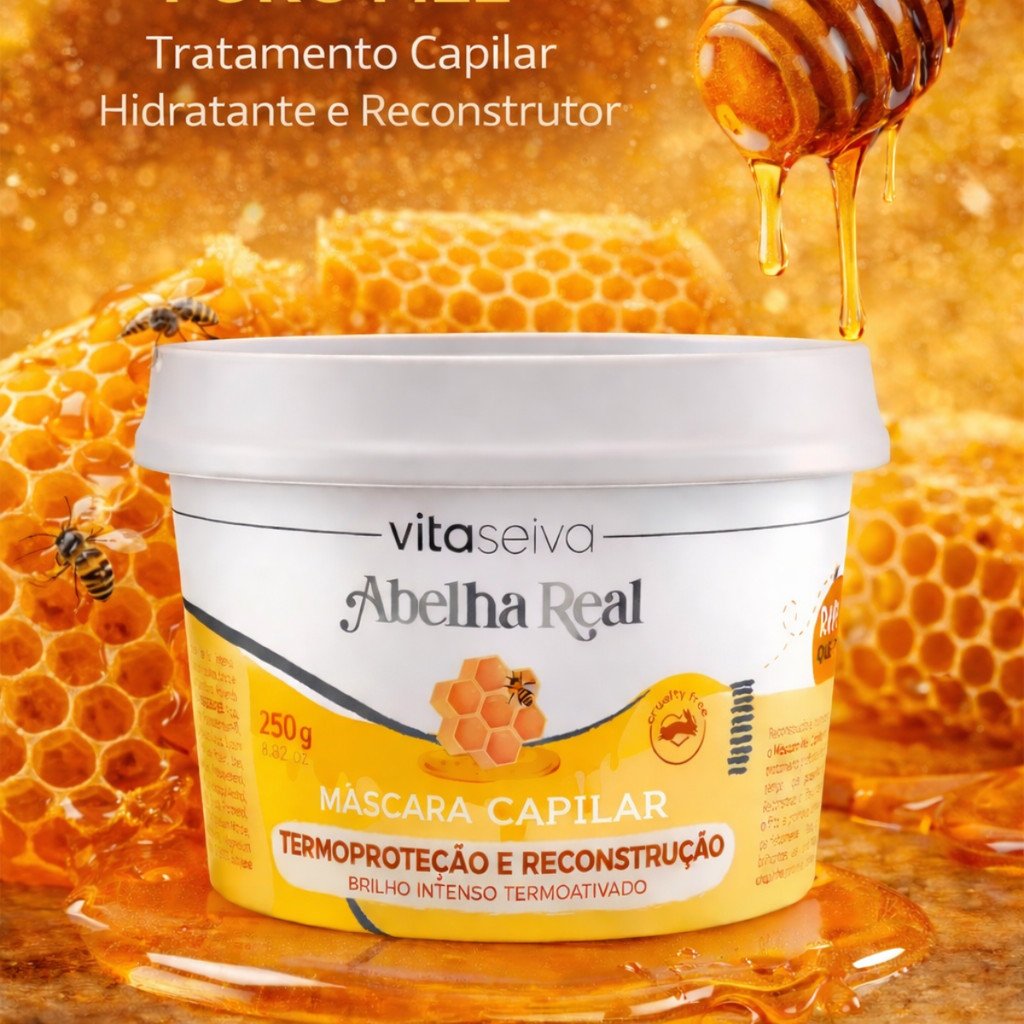 Máscara Capilar Vita Seiva Abelha Real Mel Capilar 250g Termoproteção Reconstrução e Brilho