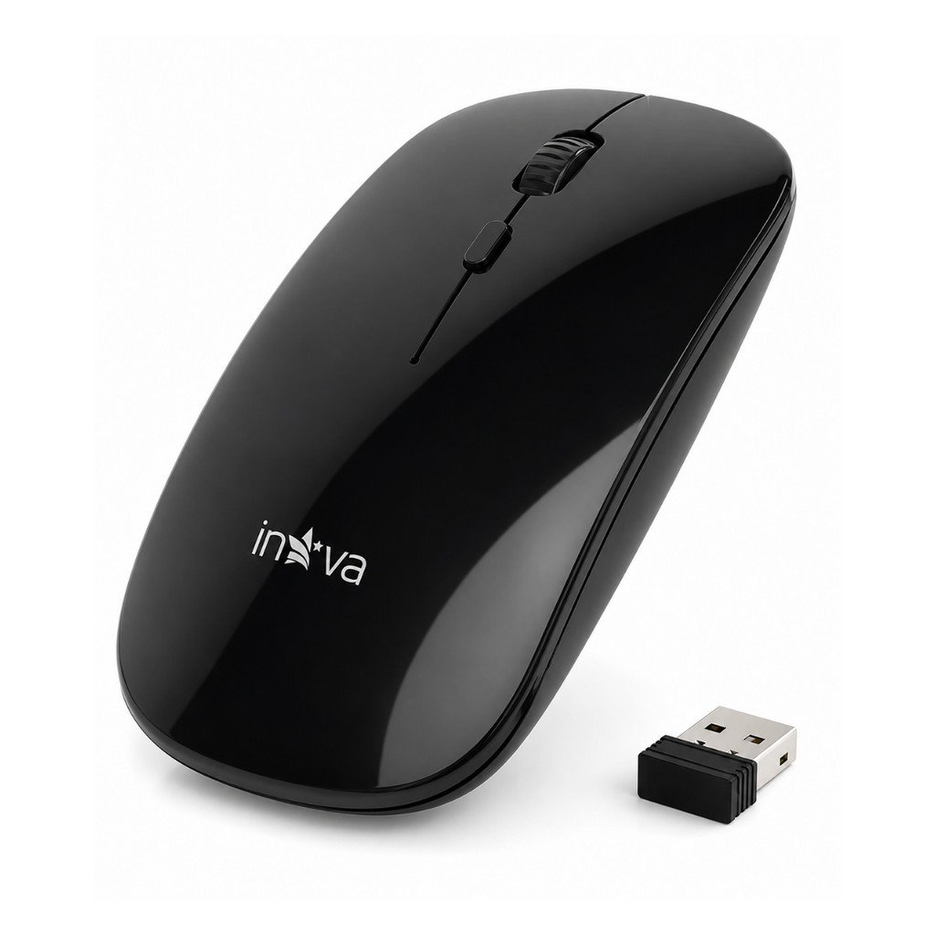 Mouse Sem Fio Inova M20090 2.4GHz Receptor USB Nano Compacto Silencioso Notebook PC