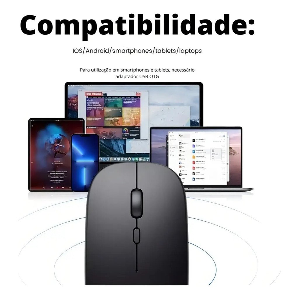 Mouse Sem Fio Altomex AG-690 2.4GHz 1600 DPI USB Ergonômico 4 Botões Notebook PC