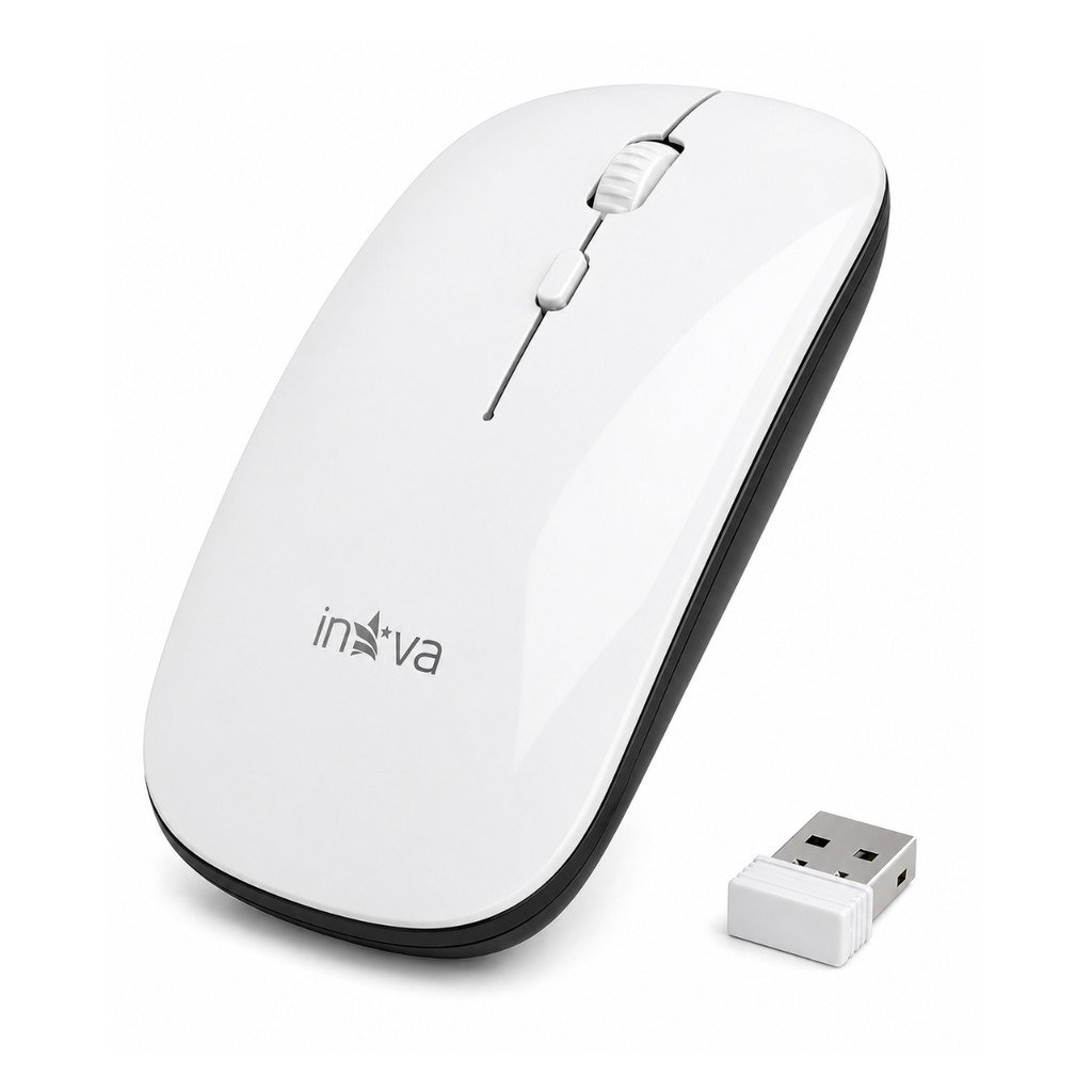 Mouse Sem Fio Inova M20090 2.4GHz Receptor USB Nano Compacto Silencioso Notebook PC