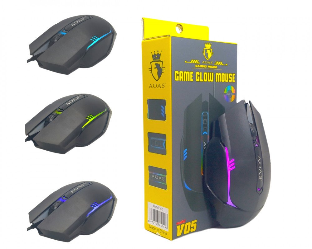 Mouse Gamer LED RGB USB Com Fio Para Jogos PC Notebook Óptico Oasis OAS-V05 Ergonomico