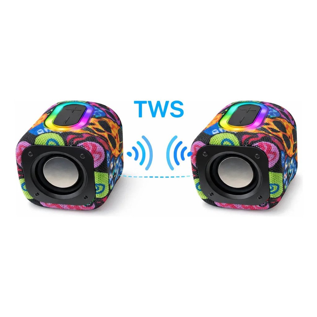 Caixa de Som Bluetooth LED Estampa Caveira TWS 10W Kapbom KA-8323