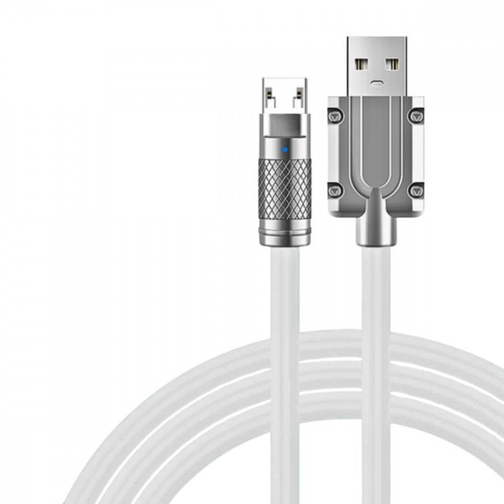 Cabo de dados V8 acabamento Silicone e ponta Metal com LED Kapbom KA-020-V8