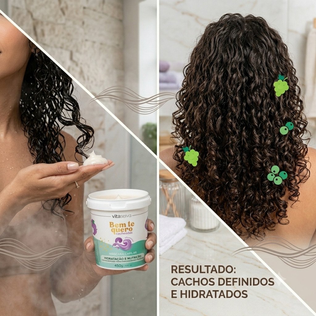 Máscara Capilar Vita Seiva Bem Te Quero Cacheadas Wavemax 450g Hidratação Nutrição e Definição